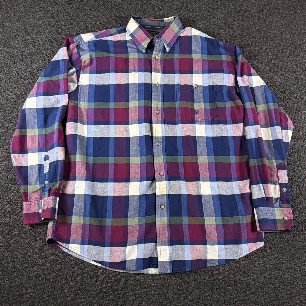 Wrangler Shirt Mens L Twenty X Multicolor Plaid Button Down EUC